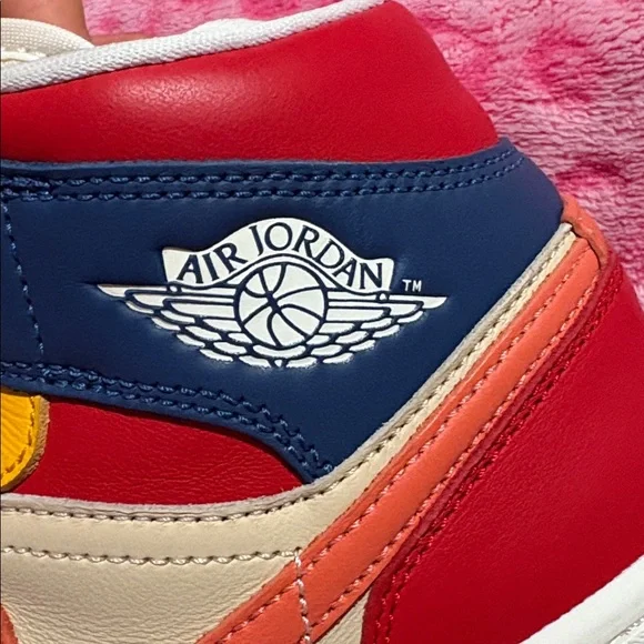 Women's Air Jordan 1 Mid SE, Style: French Blue/Magic Ember - Picture 2 of 6